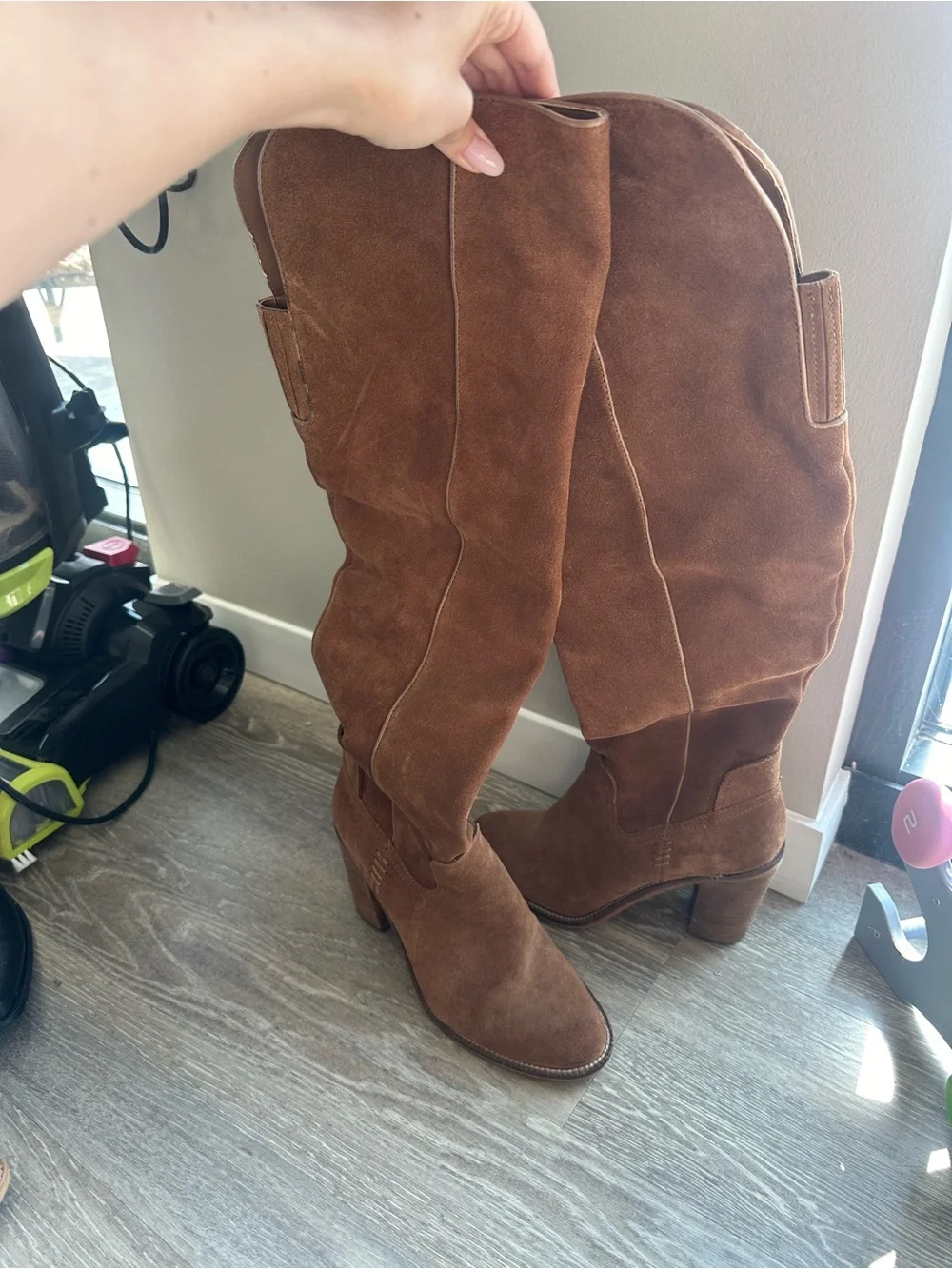 Dolce Vita Tall Suede Over-the-Knee Boots - Chestnut Brown